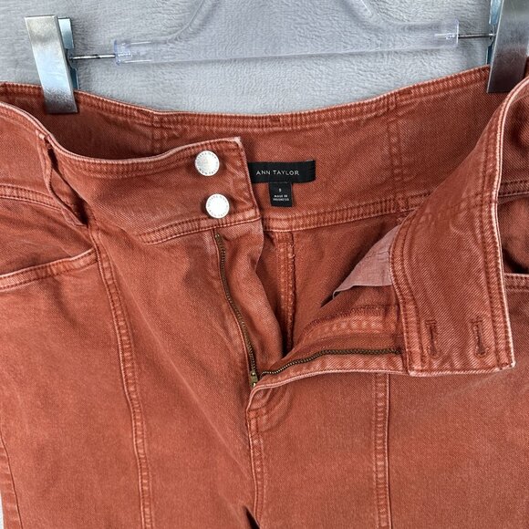 Ann Taylor Straight Leg Jeans High Rise Womens Size 8 Pintuck High Waist Orange - Picture 5 of 12